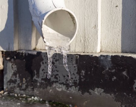 Photo for Icicles in Drainpipe at winter season - Royalty Free Image