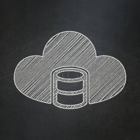 Téléchargez les photos : Concept de programmation : Base de données avec Cloud sur fond de tableau - en image libre de droit