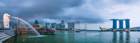 Photo for Panoramic overview of Singapore with the Merlion and Marina Bay - Royalty Free Image