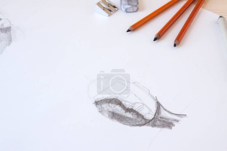 Photo for A picture of a sketch and a pencil - Royalty Free Image