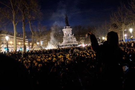 Photo for Crowded demonstration "Nuit Debout" in Paris France - Royalty Free Image