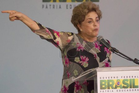 Photo for BRAZIL, Rio de Janeiro: Brazilian President Dilma Rousseff announces on April 8, 2016 in Rio de Janeiro that Brazil's Minha Casa, Minha Vida affordable housing program would be adding 2 million units by 2018. - Royalty Free Image