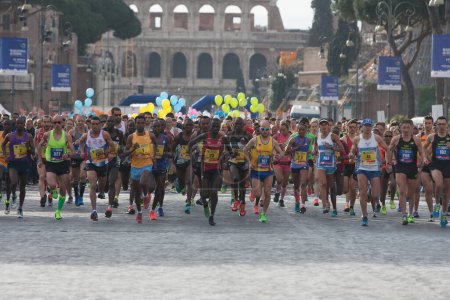 Foto de Atletas en Maratón en Roma, Italia - Imagen libre de derechos