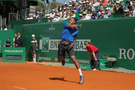 Photo for MONACO, Monte-Carlo: Tennis match at the Monte-Carlo ATP Masters Series tournament on April 15, 2016 in Monaco. - Royalty Free Image