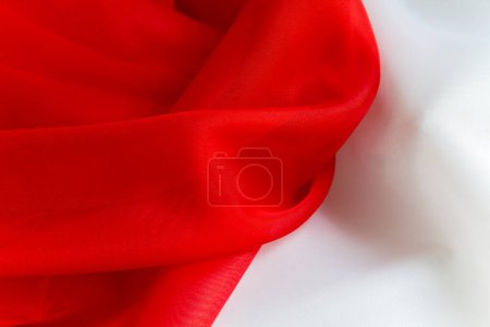 Photo for Delicate Red on White silky fabric - Royalty Free Image