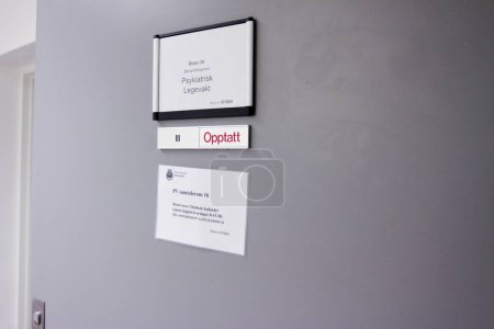 Photo for Interior of a modern building with sign on the door - Royalty Free Image