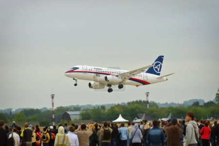 Photo for The SSJ-100 modern regional passenger jet at MAKS-2009 - Royalty Free Image