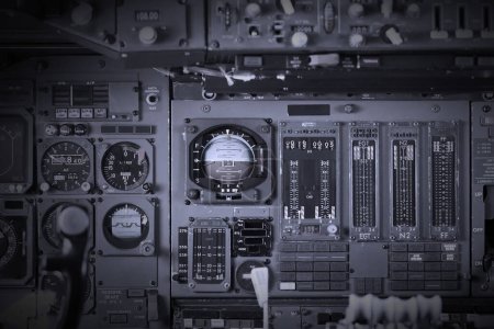 Photo for Different meters and displays in an old plane - Royalty Free Image