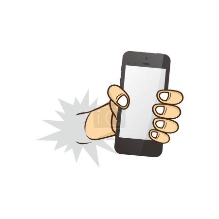 Photo for "cartoon hand holding phone" - Royalty Free Image