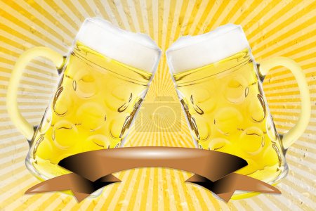 Téléchargez les photos : 2 verres à bière sur rayures rétro - en image libre de droit