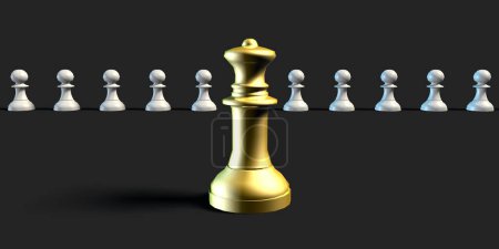 Foto de Líder efectivo, figuras de ajedrez sobre fondo negro - Imagen libre de derechos