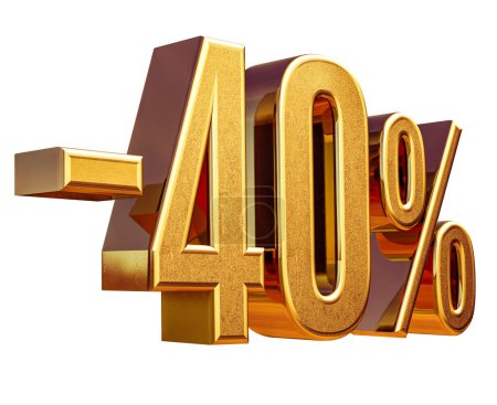 Photo for Gold 40%, Minus Forty Percent Discount Sign - Royalty Free Image