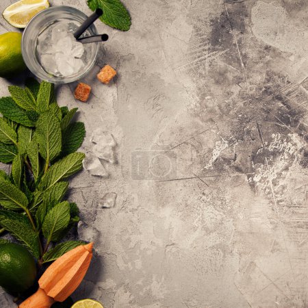 Photo for Mojito cocktail ingredients, close up - Royalty Free Image