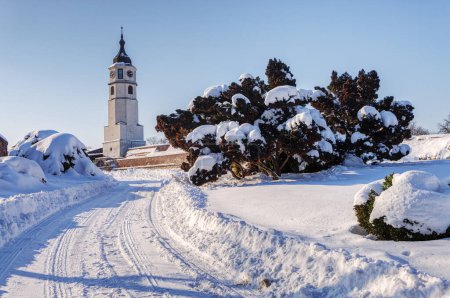 Téléchargez les photos : Promenade autour de la forteresse en hiver - en image libre de droit