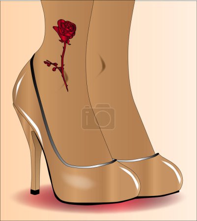 Photo for Red Ankle Tattoo, colorful illustration - Royalty Free Image