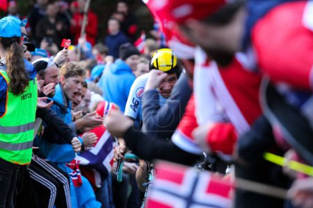 Téléchargez les photos : Atmosphère au Championnat du Monde Route Sykkel-VM 2017 à Bergen, Norvège le 17 septembre 2017. - en image libre de droit