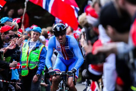 Téléchargez les photos : Atmosphère au Championnat du Monde Route Sykkel-VM 2017 à Bergen, Norvège le 17 septembre 2017. - en image libre de droit