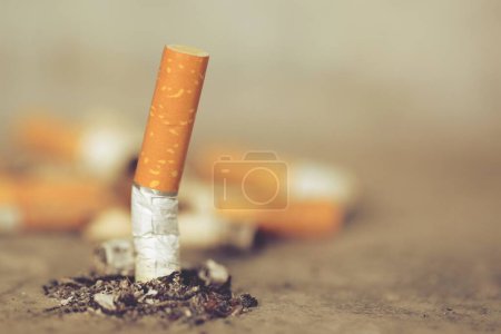 Photo for World No Tobacco Day Concept Stop Smoking. tobacco cigarette butt on the floor - Royalty Free Image
