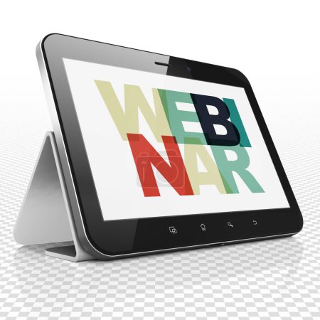 Photo for Education concept: Tablet Computer with Webinar on  display - Royalty Free Image