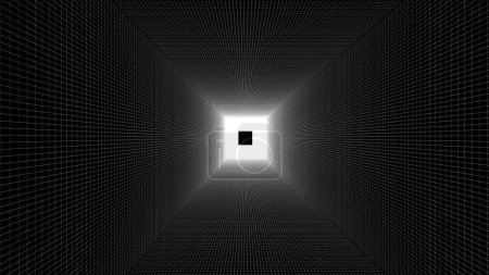 Photo for "White wireframe tunnel on black background" - Royalty Free Image
