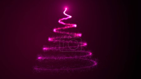 Téléchargez les photos : Arbre de Noël brillant avec des particules. Illustration numérique - en image libre de droit