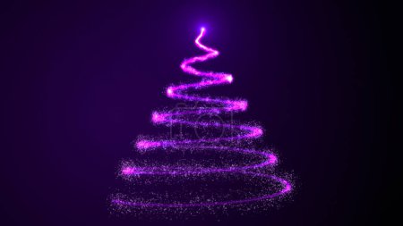 Photo for Shining Christmas tree with particles. Digital illustration - Royalty Free Image