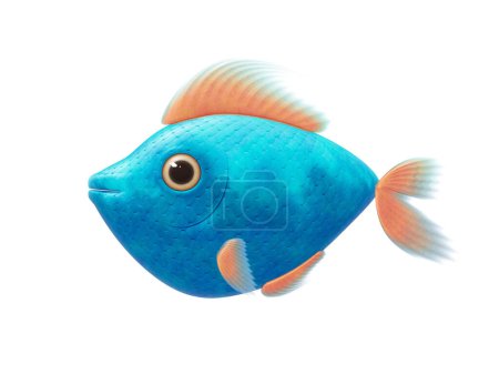 Photo for Turquoise comic fish on white background - Royalty Free Image