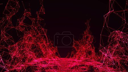 Photo for Wireframe mountain. Digital landscape - Royalty Free Image