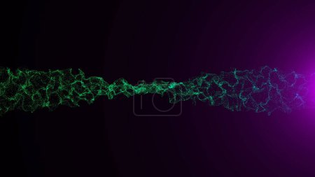 Photo for Wavy surface of shine particles with glittering flare - Royalty Free Image