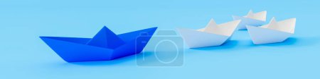 Foto de Barco azul y un poco de ilustración blanca, 3d - Imagen libre de derechos