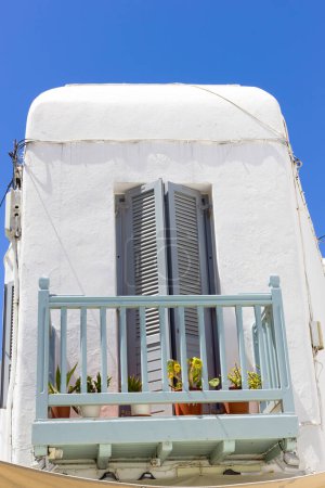 Photo for Traditional white house with small balcony in Mykonos - Royalty Free Image