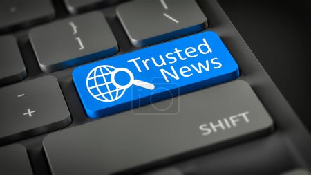 Téléchargez les photos : "clavier d'ordinateur Trusted News" - en image libre de droit