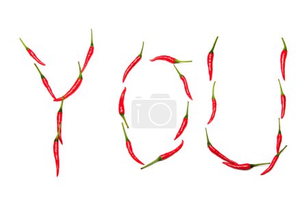 Photo for You written in chilis on white - Royalty Free Image