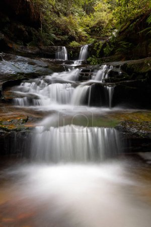 Téléchargez les photos : "Cascade d'eau à travers ravine dans une petite piscine rocheuse" - en image libre de droit