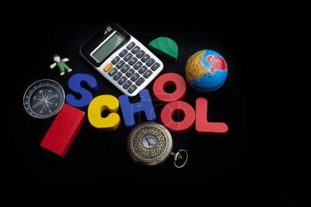 Photo for "School lettering by colorful wooden letters" - Royalty Free Image