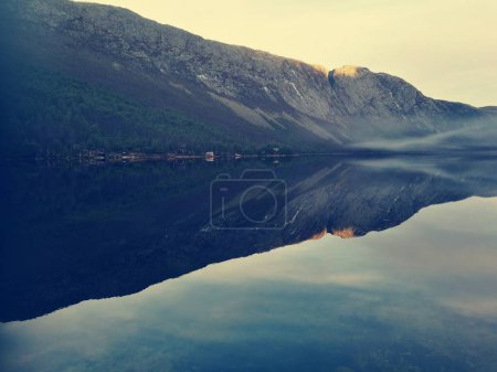 Photo for Beautiful landscape of lake in mountains at sunset - Royalty Free Image