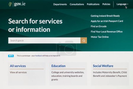 Téléchargez les photos : Page web du gouvernement irlandais - en image libre de droit