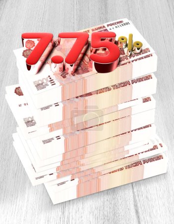 Photo for Russian money 7.75 percent, 3d illustration - Royalty Free Image