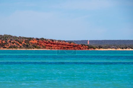 Foto de "Acantilados de piedra de arena roja en la playa de Shark Bay Australia" - Imagen libre de derechos