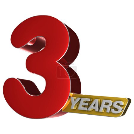 Photo for 3 years, 3d illustration - Royalty Free Image