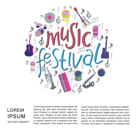 Téléchargez les photos : "Illustration et lettrage à la main pour festival de musique
. " - en image libre de droit