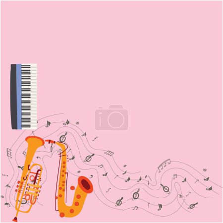 Téléchargez les photos : Instruments de musique bordure, illustration colorée - en image libre de droit