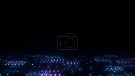 Photo for "3d abstract art background render, circles and dots on the black, retrowave and synthwave illustration." - Royalty Free Image