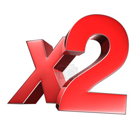 Foto de 3d representación de texto rojo x2 sobre fondo blanco - Imagen libre de derechos