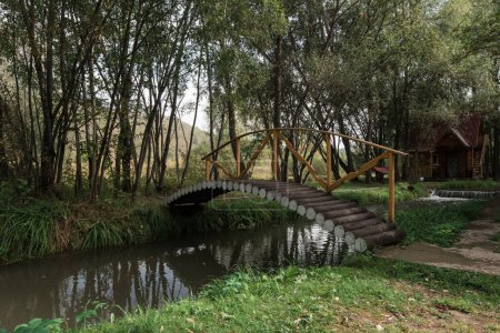Foto de "Puente de madera en un jardín" - Imagen libre de derechos
