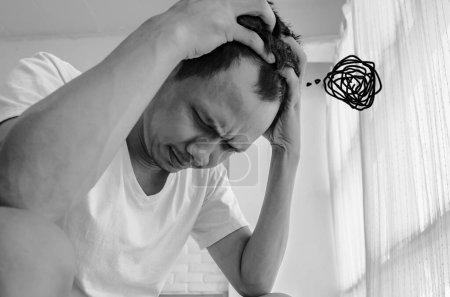 Photo for Man stressed at home - Royalty Free Image