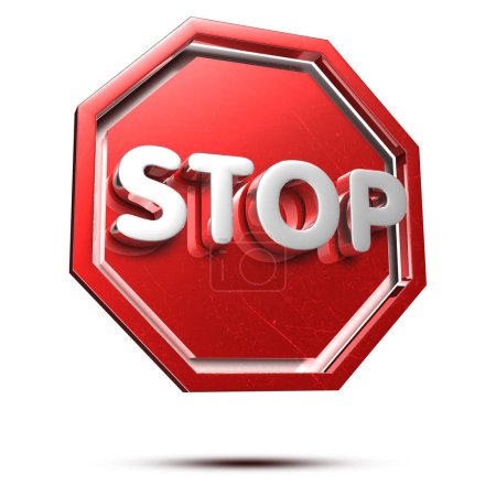 Foto de Señal de stop 3d, ilustración 3d - Imagen libre de derechos