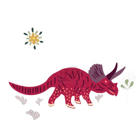 Photo for Pachyrhinosaurus hand illustration on white - Royalty Free Image