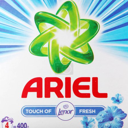 Photo for Ariel, Marketing Line Of Laundry Detergents on white background - Royalty Free Image