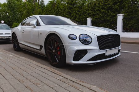 Photo for White brand new luxury sport car Bentley Continental GT 2018 coupe - Royalty Free Image